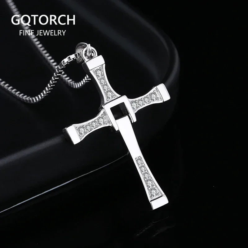 Fast and Furious Cross Pendant Necklace for Men S925 Sterling Silver