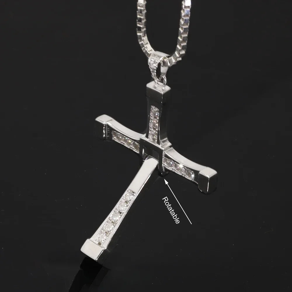 Fast and Furious Cross Pendant Necklace for Men S925 Sterling Silver