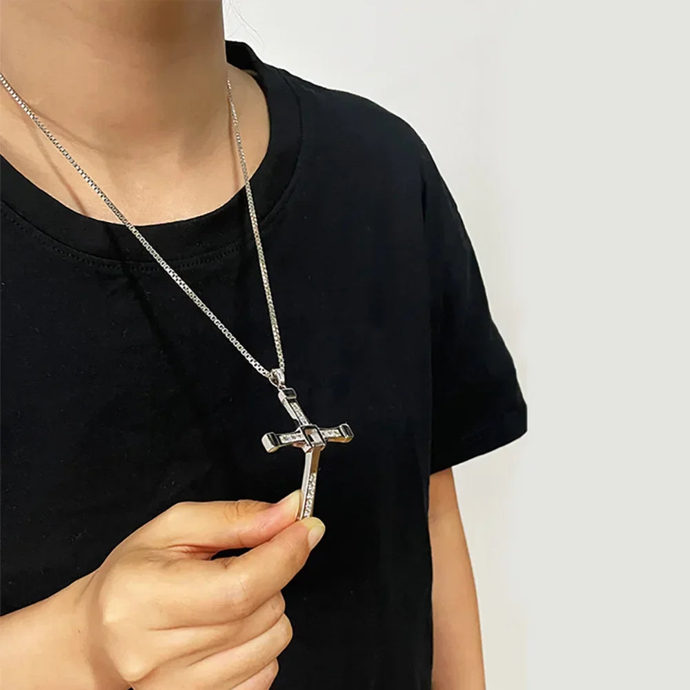 Fast and Furious Cross Pendant Necklace for Men S925 Sterling Silver